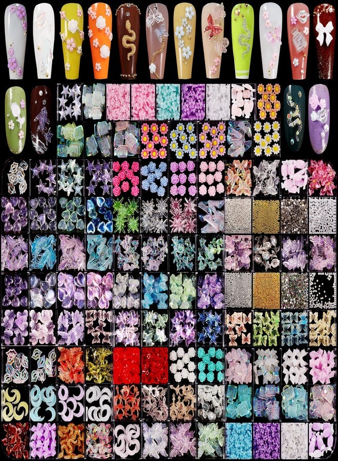 DALOO 250pc 3D Nail Charms Set - Diverse Shapes & Colors for Acrylic Nails & DIY Crafts (#10) - Image 1