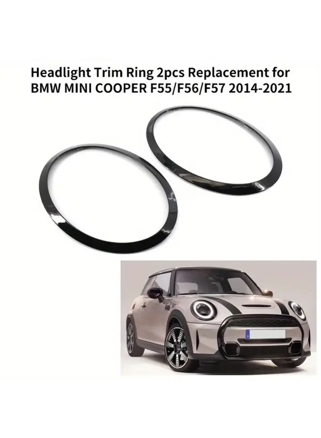 2 Pcs Gloss Black Headlight Trim Rings for Mini Cooper F55 F56 F57 2014 2021 Precision Fit Decorative Cover Frame Replacement Easy Installation Sleek Styling - Image 1