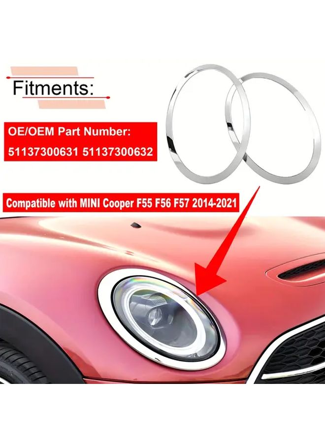 2 Pcs Gloss Black Headlight Trim Rings for Mini Cooper F55 F56 F57 2014 2021 Precision Fit Decorative Cover Frame Replacement Easy Installation Sleek Styling - Image 4