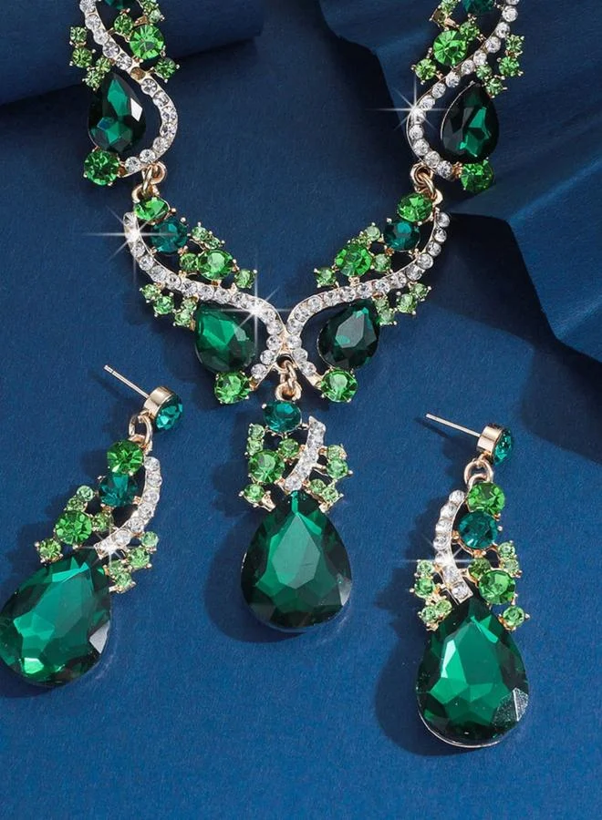 Take Two  2-Piece Rhinestone Drop Embellished Necklace and Earrings Jewelry Set for Women | Best Price UAE