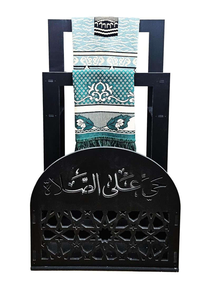 Generic Prayer Mat (Rug) || Prayer Corner || Elegant Organizer for Prayer Corner at Home or Office || Living Room, Bedroom or Office || Decorative Stand for Living Room Bedroom Entryway (Black)  - Image 3