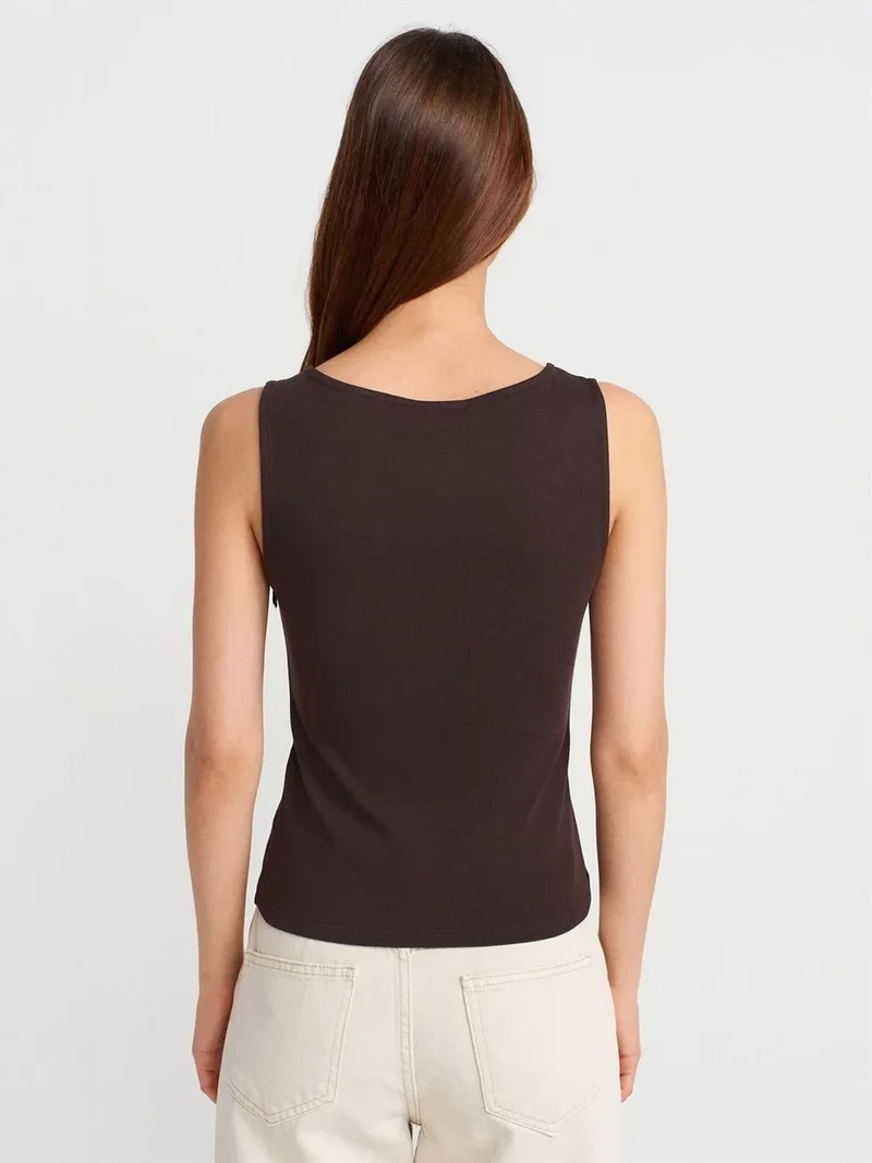 Dilvin DILVIN Sleeveless Slim-Fit Jersey Blouse With Zip