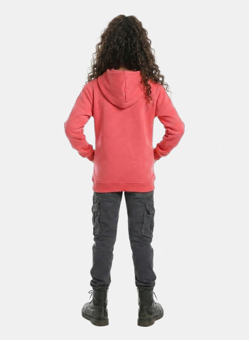 Andora Printed Long Sleeves Hoodie - Fuchsia - Image 3