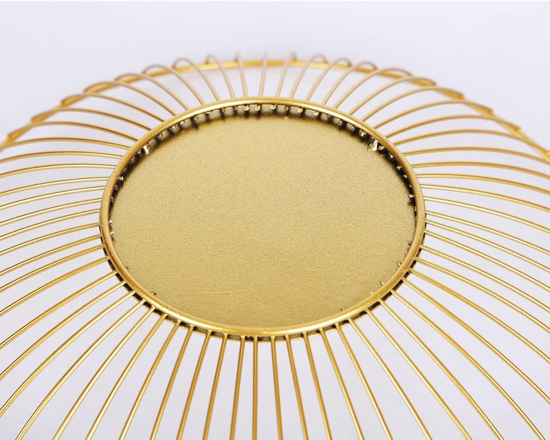 IBWell Short CurvedEdge Modern Creative Stylish Single Tier DishMetal Iron Wire Fruit Vegetables Bread Decorative Stand Serving Bowls Basket Holder Gold 11  2PCS - Image 3
