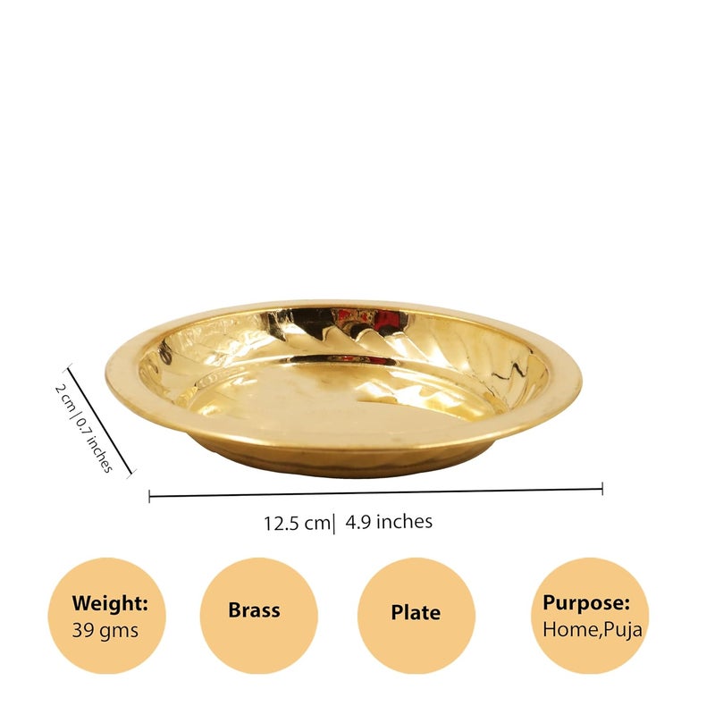 Putrika Traditional Handcrafted Brass Puja Pooja Thali Arati Arathi Arthi Arti Arathi Bartan Thambulam PlateBobby Plate Pack of 4 XXLarge - Image 4