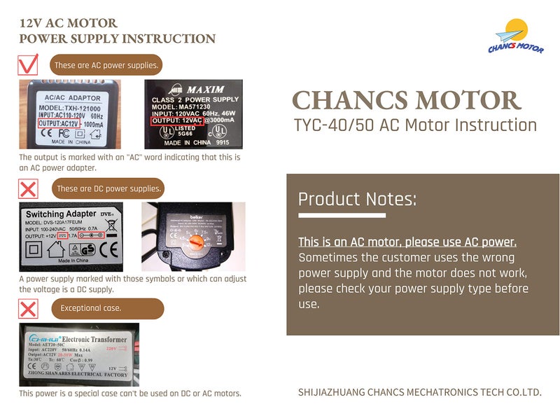 CHANCS Synchronous Motor TYC-40 AC 12V 5RPM CW/CCW Flat Shaft 35MM for Fiber Optic Light Christmas Ornamen - Image 5