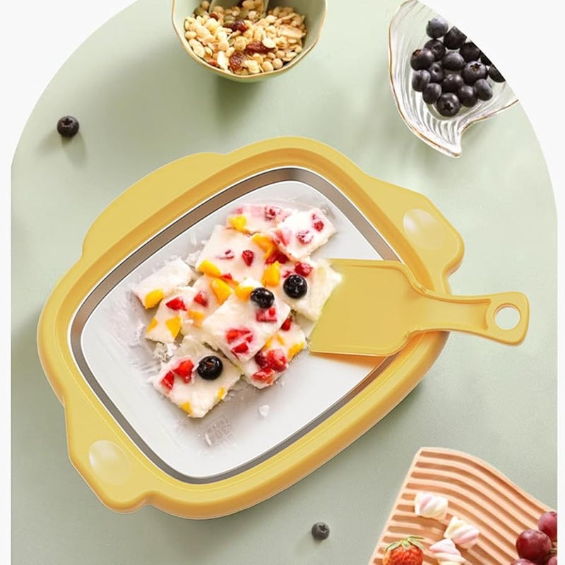 مقلاة صفراء من الفولاذ المقاوم للصدأ لصنع الآيس كريم الملفوف للمطبخ المنزلي والسوربيت - Image 5