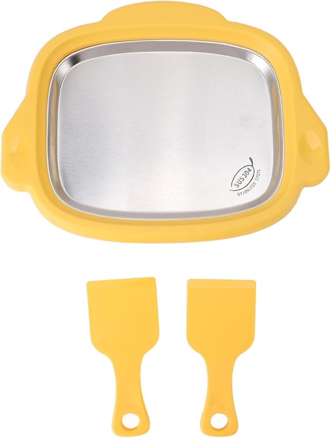 مقلاة صفراء من الفولاذ المقاوم للصدأ لصنع الآيس كريم الملفوف للمطبخ المنزلي والسوربيت - Image 1