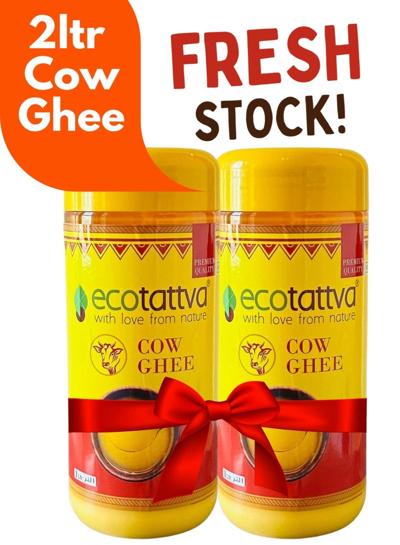 ecotattva 100% Pure & Natural Cow Ghee (2ltr = Pack of 2, Each 1ltr Bottle) - Image 1