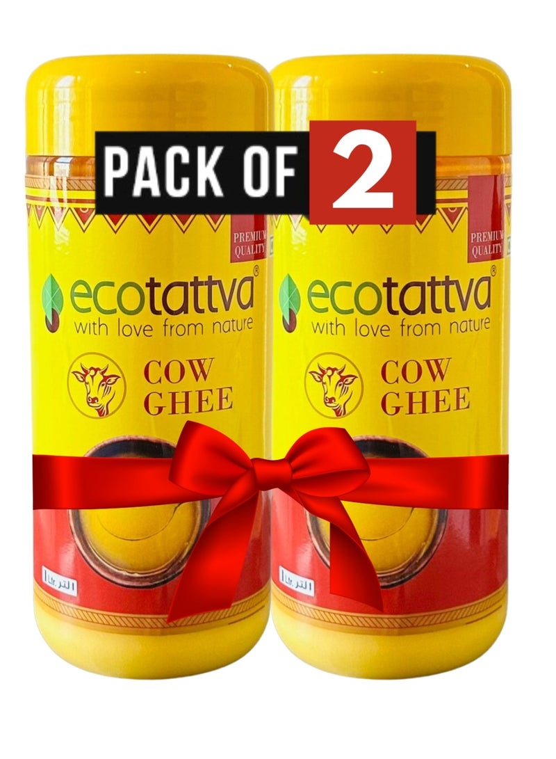 ecotattva 100% Pure & Natural Cow Ghee (2ltr = Pack of 2, Each 1ltr Bottle) - Image 2