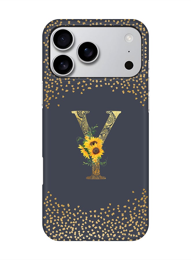 Stylizedd For iPhone 17 Pro Max,Case, [Compatible with MagSafe] Magnetic cover Slim fit Protection Matte, - Custom Floral Monogram - Y  (Grey )
