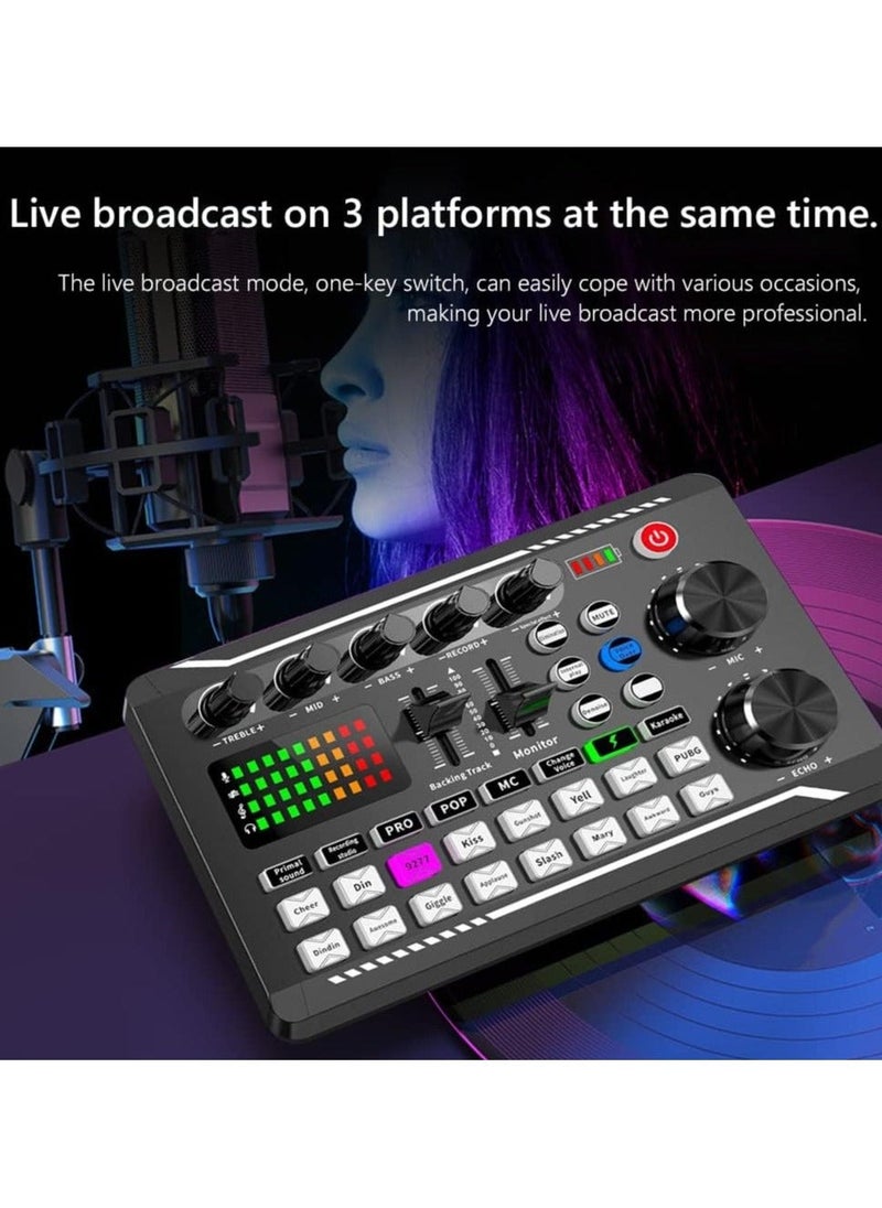 Generic - F998 Sound Card with 16 Sound Effects Audio Recording Sound Mixer Audio Mixing Console Amplifier for Phone PC - Image 1