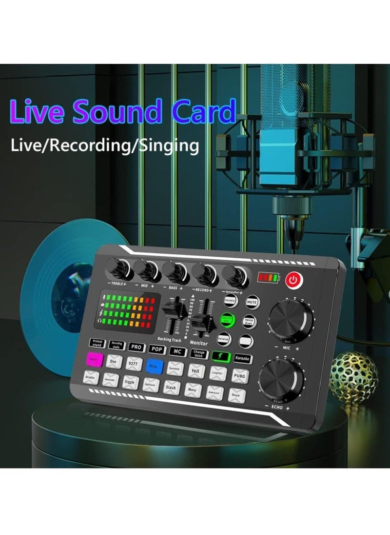 Generic - F998 Sound Card with 16 Sound Effects Audio Recording Sound Mixer Audio Mixing Console Amplifier for Phone PC - Image 1