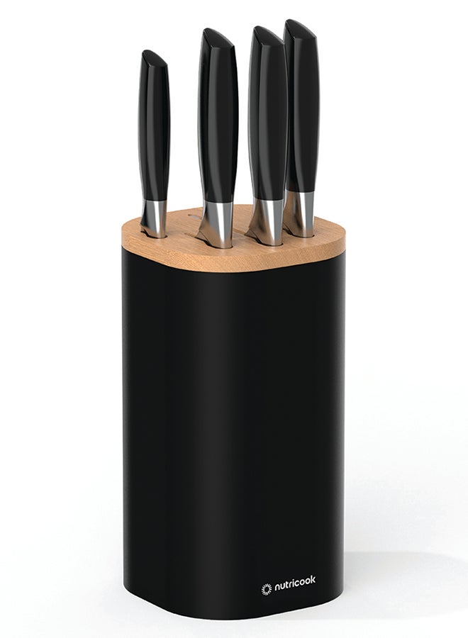 nutricook 6-Piece Premium Knife Set with Cleaver – Stainless Steel Kitchen Knives + Built-in Sharpener – Ergonomic Handles for Chopping, Slicing, Dicing – NC-KB150K (Black)  - Image 3