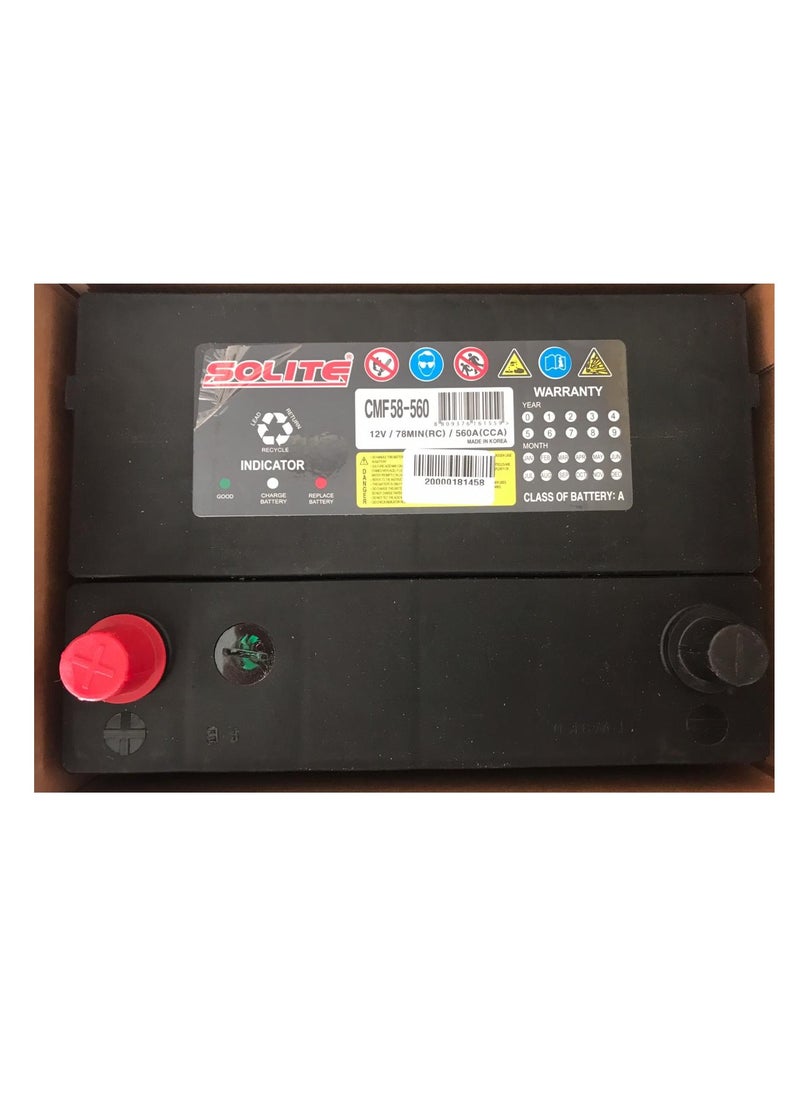 SOLITE - Car Battery 12V 560CCA 58-560 - Image 1