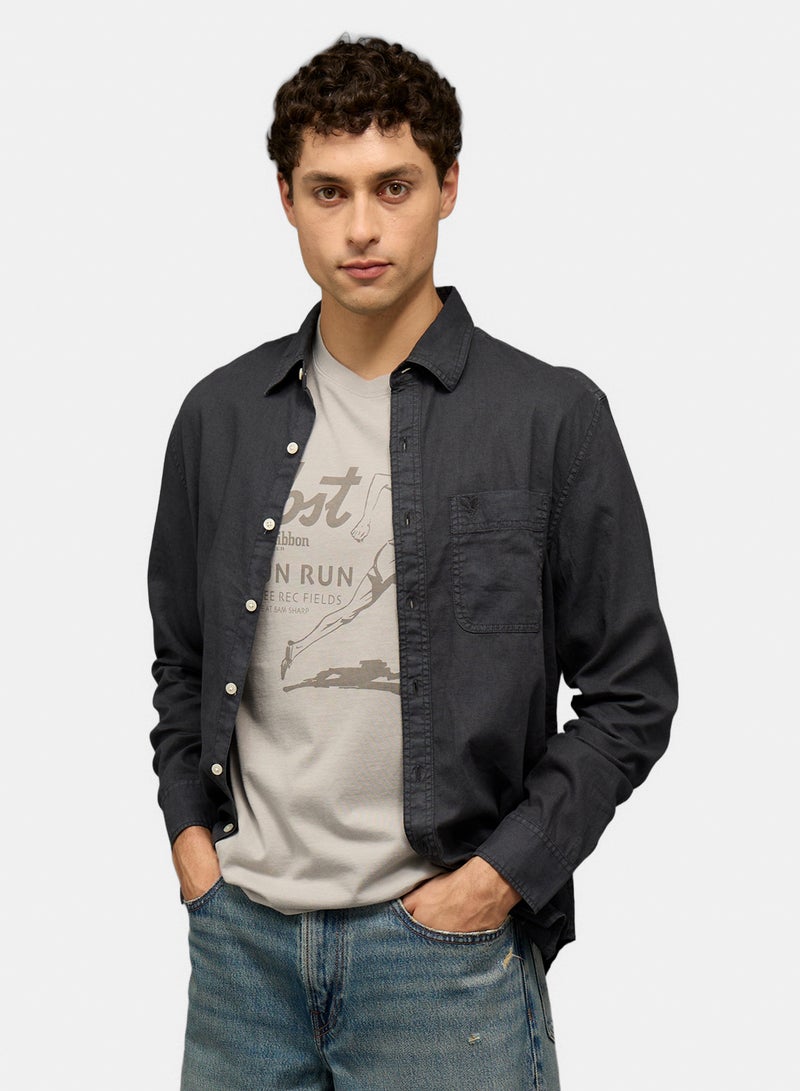 American Eagle AE Everyday Button-Up Linen Shirt - Image 1
