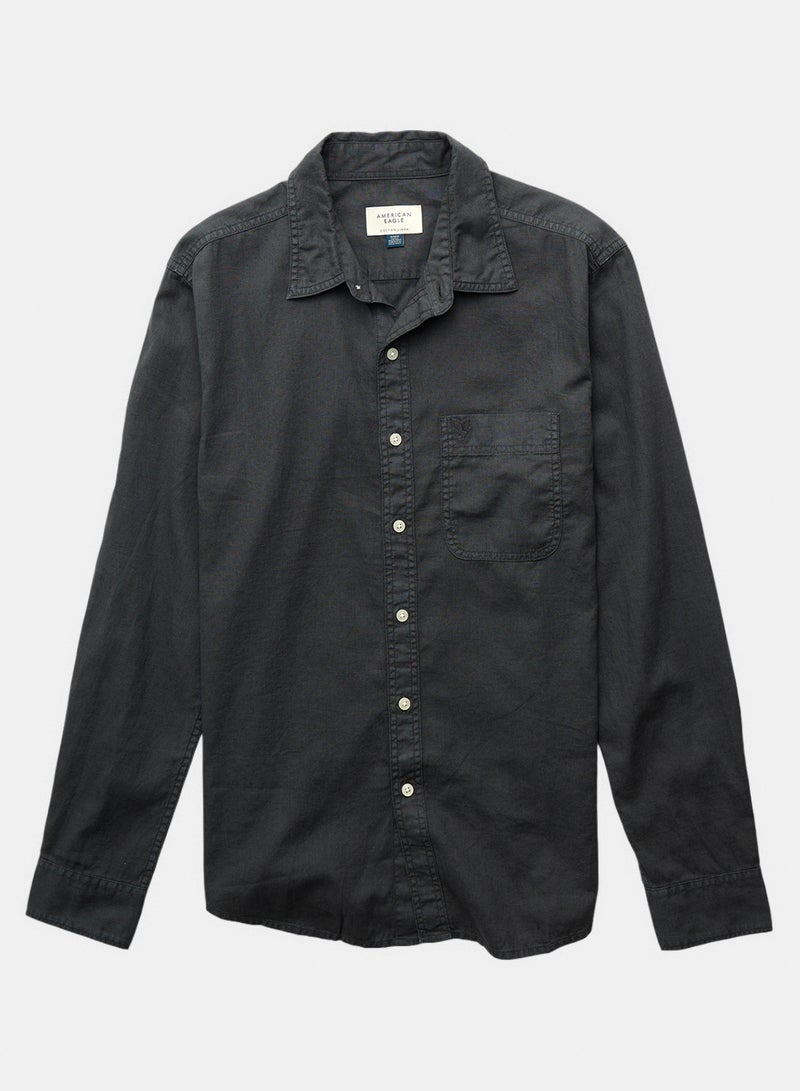 American Eagle AE Everyday Button-Up Linen Shirt - Image 3