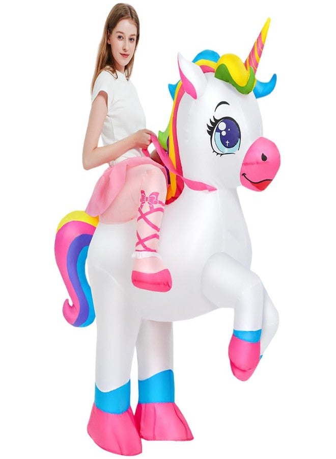 KOOY Inflatable Unicorn Costume Adult, Inflatable Costumes Women, Blow up Ride on Unicorn Costume for Women/Girls, Party Halloween Costumes - Image 1