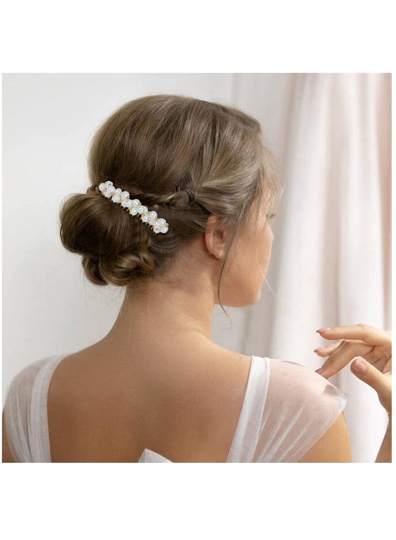 SOLARAE 6 Pack Metal Side Hair Combs, Luxury Fancy Jeweled Gems Crystal Diamond Pearl Rhinestone Glitter Sparkly Decorative Teeth Slide Hair Clips Barrettes French Twist Thick Hair Holder for Women Girls - Image 2