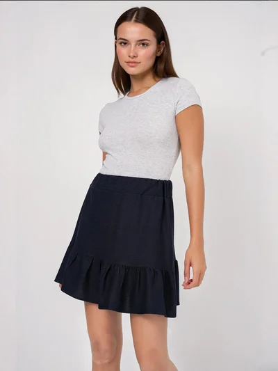 BIG DART BDART Textured Mini Knit Skirt with Ruffle Detail