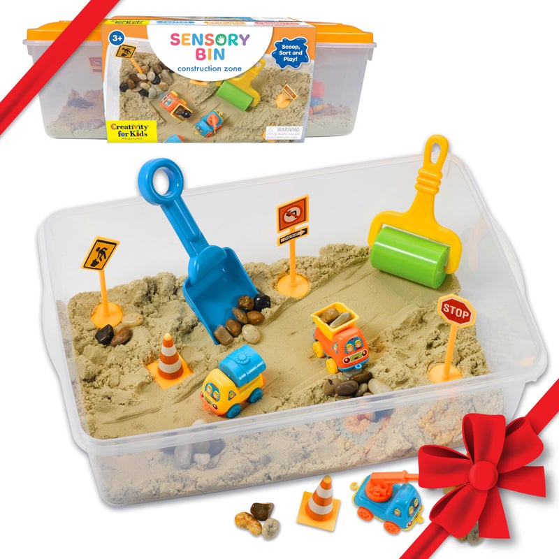 Creativity for Kids Sensory Bin: Construction Zone Playset - Preschool Learning Activities, Excavator Toys for Boys Ages 3-5+, Outdoor Toys and Gifts for Kids - Image 1