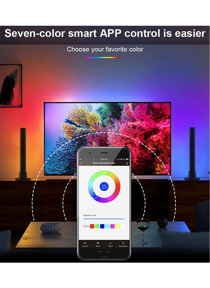 Prime - Desktop Atmosphere Light Smart LED Light Bars with Music Sync Bluetooth App & Remote Control, RGB Smart Flow Lights with Various Scene Modes and Music Modes for Gaming Lights, TV Backlight - Image 1