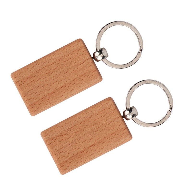 10PCS Beech Wood Key Chain Key Tags Keychains DIY Clothing Bag Decoration - Image 1
