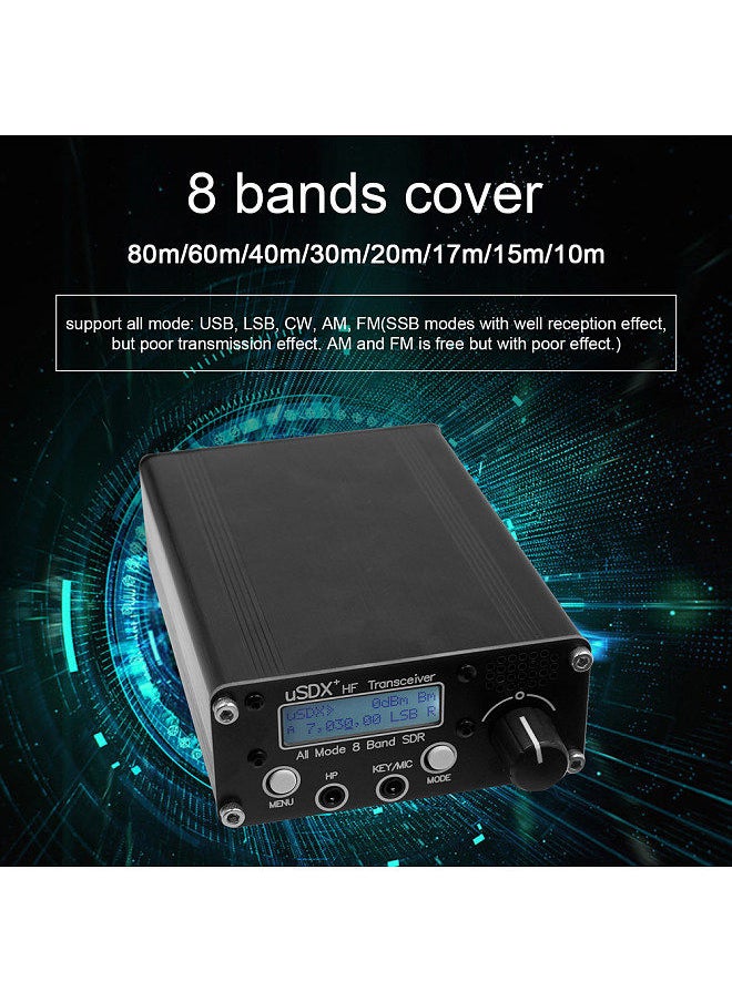 Generic - uSDR uSDX+Plus V2 8 Bands SDR Transceivers HF SSB QRP Portable High Frequency Short Waves Transceivers LCD Display Speaker Microphone - Image 1