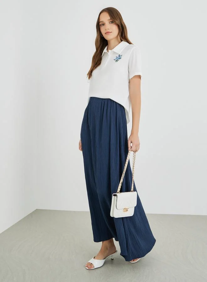 Take Two Embroidery Detail Short Sleeve Polo T-Shirt