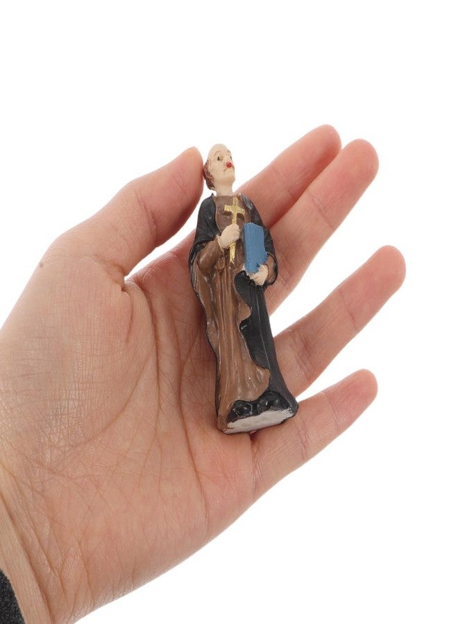 هيموتون تمثال كاهن صغير من هيموتون، مصنوع بدقة من الراتنج، مناسب لتزيين الكنائس والمنازل، منحوتة مصغرة مثالية لطاولات الرمل والمناظر الطبيعية المصغرة، قطعة فنية دينية قابلة للجمع - Image 5