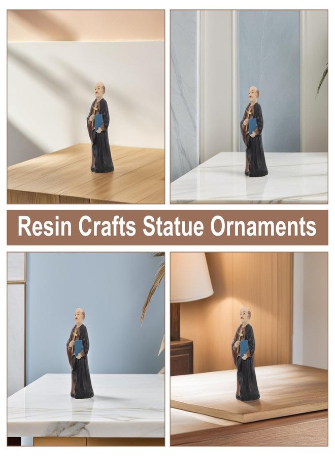 هيموتون تمثال كاهن صغير من هيموتون، مصنوع بدقة من الراتنج، مناسب لتزيين الكنائس والمنازل، منحوتة مصغرة مثالية لطاولات الرمل والمناظر الطبيعية المصغرة، قطعة فنية دينية قابلة للجمع - Image 2