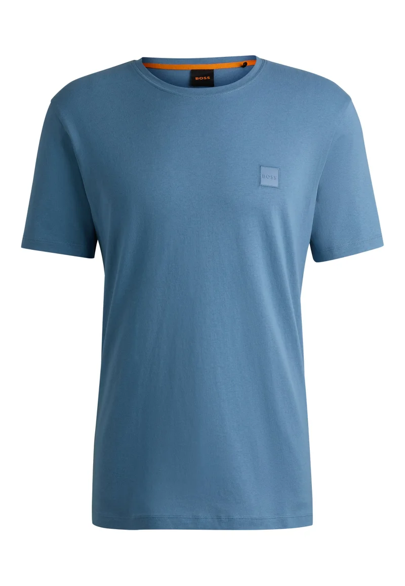 BOSS Light Blue Cotton-jersey T-shirt with logo patch for Men | Best Price UAE