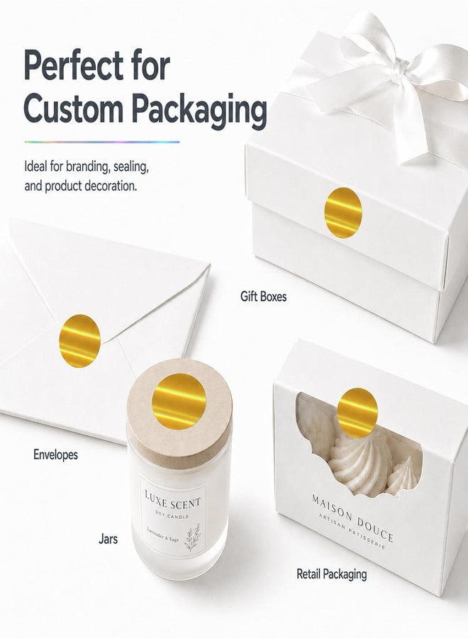 YIKIADA Round Holographic Gold Thermal Labels 1.5 in Vinyl Stickers 200 PCS - Image 5