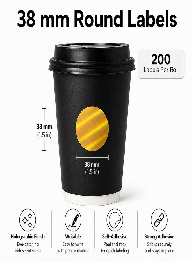 YIKIADA Round Holographic Gold Thermal Labels 1.5 in Vinyl Stickers 200 PCS - Image 2