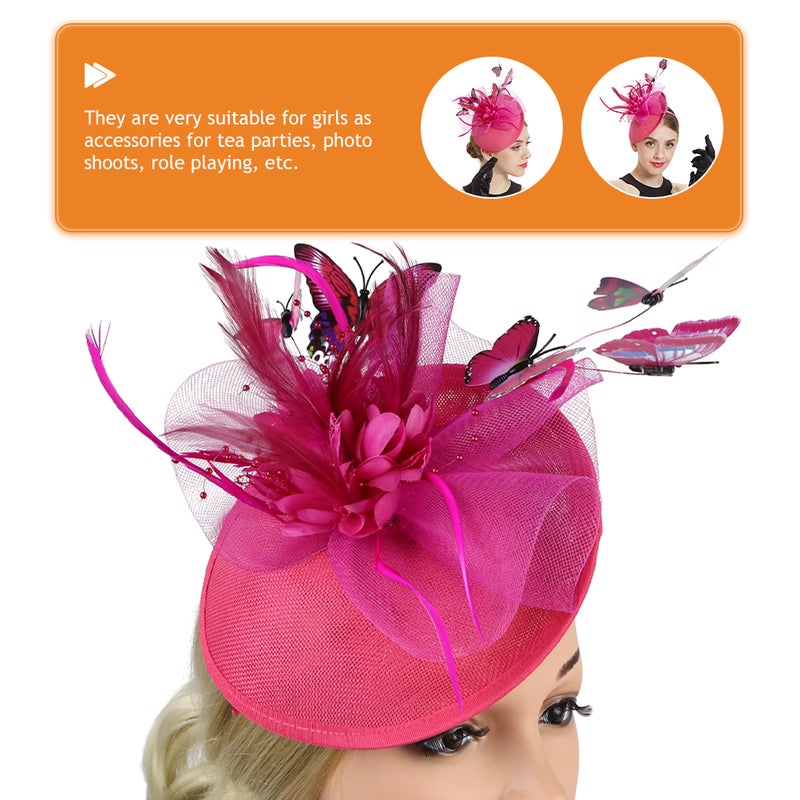 Butterflies Fascinator Hat Tea Party Wedding Bridal Hair Accessory for Women Girls - Image 4
