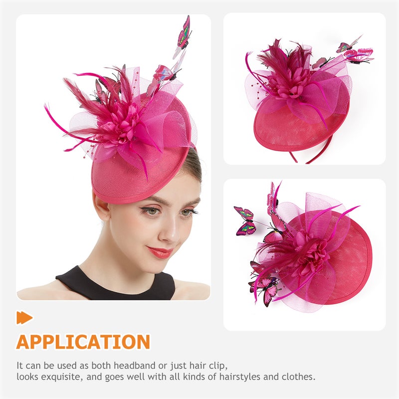Butterflies Fascinator Hat Tea Party Wedding Bridal Hair Accessory for Women Girls - Image 5