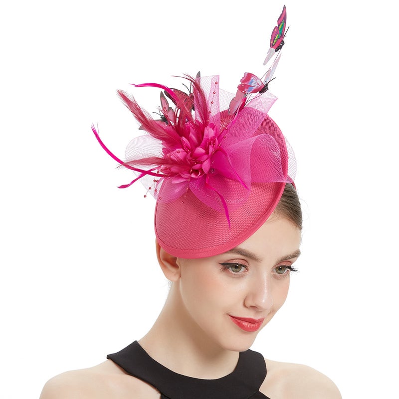 Butterflies Fascinator Hat Tea Party Wedding Bridal Hair Accessory for Women Girls - Image 1