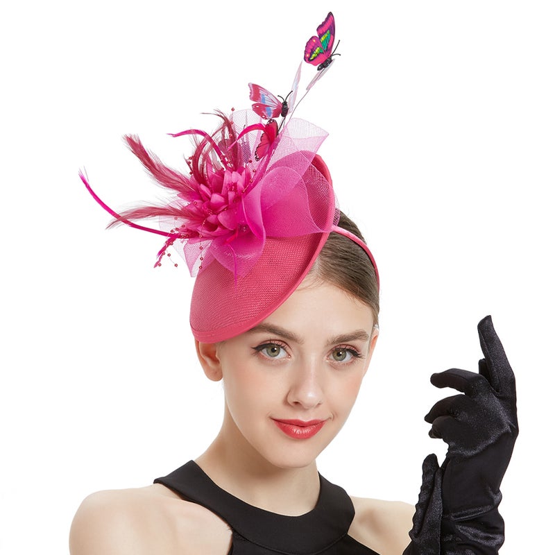 Butterflies Fascinator Hat Tea Party Wedding Bridal Hair Accessory for Women Girls - Image 3