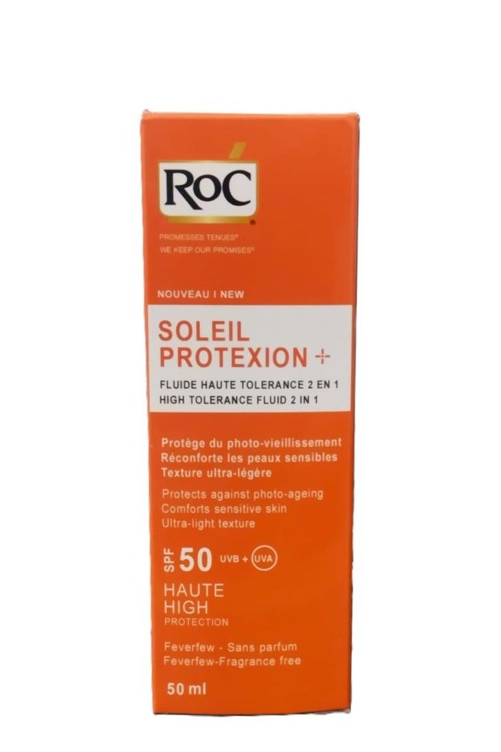 RoC 2Pcs RoC Sun Protection 2 In1 High Tolerance Fluid SPF 50 50ml - Image 2
