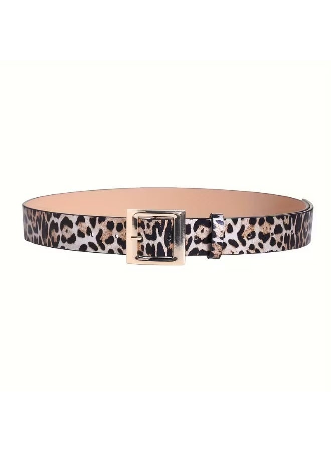Goolsky 1pc Women's Leopard Print Wide Belt, Casual Street Style Accessory with Golden-Tone Double Square Buckle, Versatile for Daily Commute, Parties, Beach, and More(One size) - Image 4
