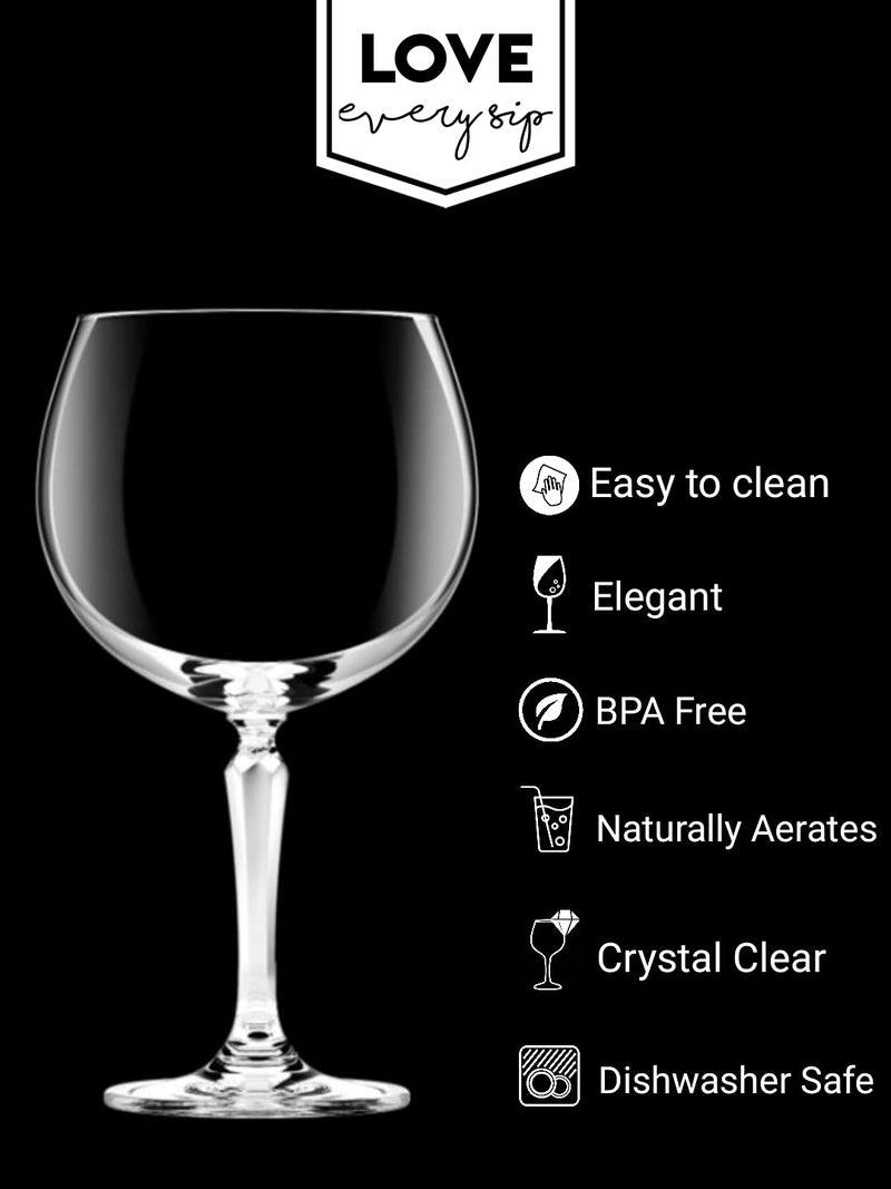TAGROCK Crystal Stem Balloon Cocktail and Red Wine Glass 600ml Set of 2 - Image 2