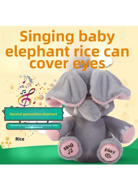 Rereading Duck Plush Toy Baby Learn To Talk Crab Jumping Ball Baby Singing Calming Doll Neck Twisting Doll-Color:Hide And Seek Elephant [battery Model] Color Box