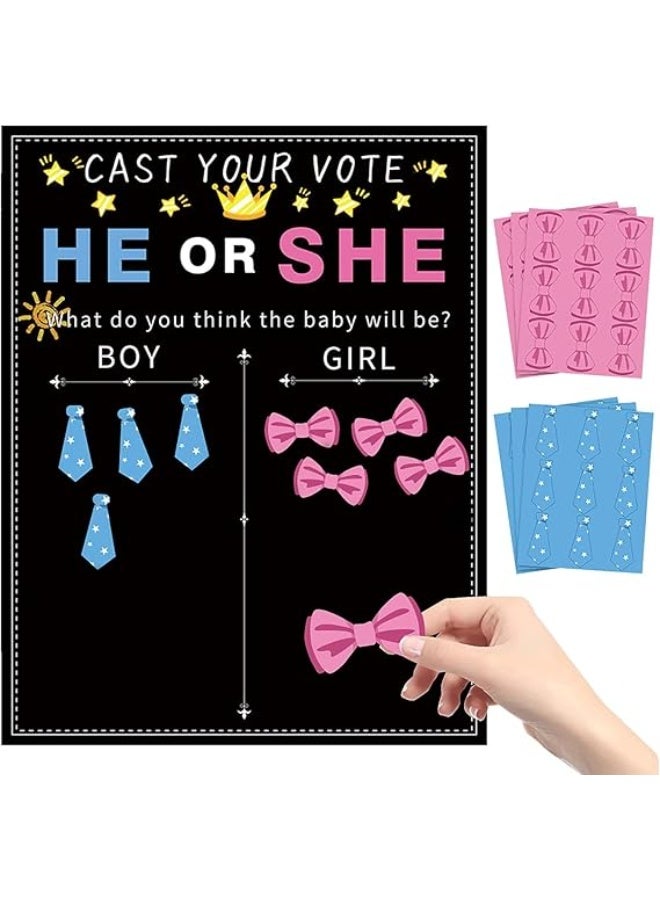 VITION Baby Gender Reveal Board, 54pcs Party Supplies Girl or Boy Voting Decorations Poster Game with Stickers for Baby Shower Prediction - Image 1