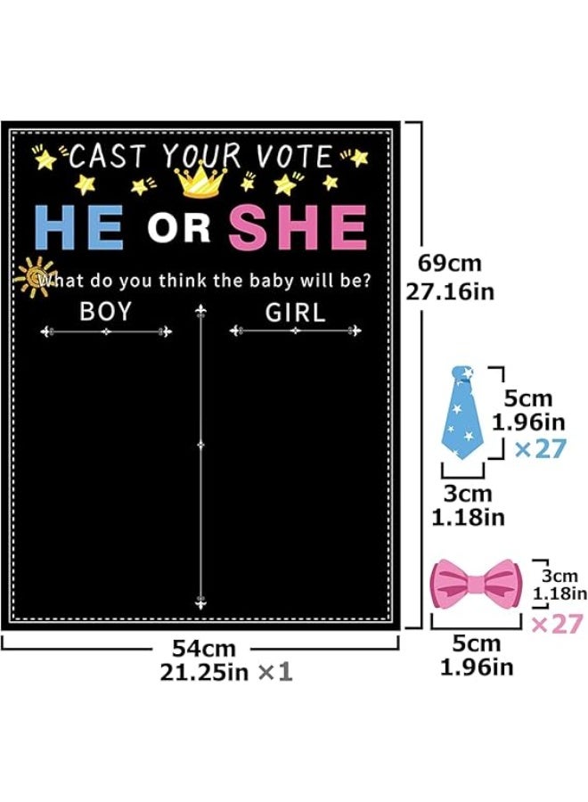 VITION Baby Gender Reveal Board, 54pcs Party Supplies Girl or Boy Voting Decorations Poster Game with Stickers for Baby Shower Prediction - Image 2