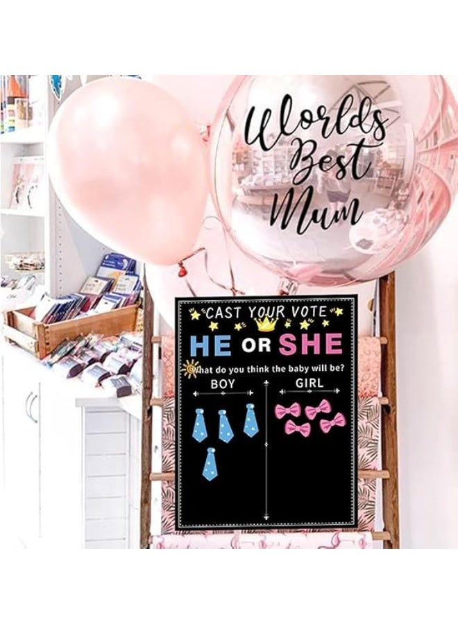 VITION Baby Gender Reveal Board, 54pcs Party Supplies Girl or Boy Voting Decorations Poster Game with Stickers for Baby Shower Prediction - Image 4