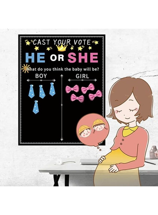 VITION Baby Gender Reveal Board, 54pcs Party Supplies Girl or Boy Voting Decorations Poster Game with Stickers for Baby Shower Prediction - Image 3