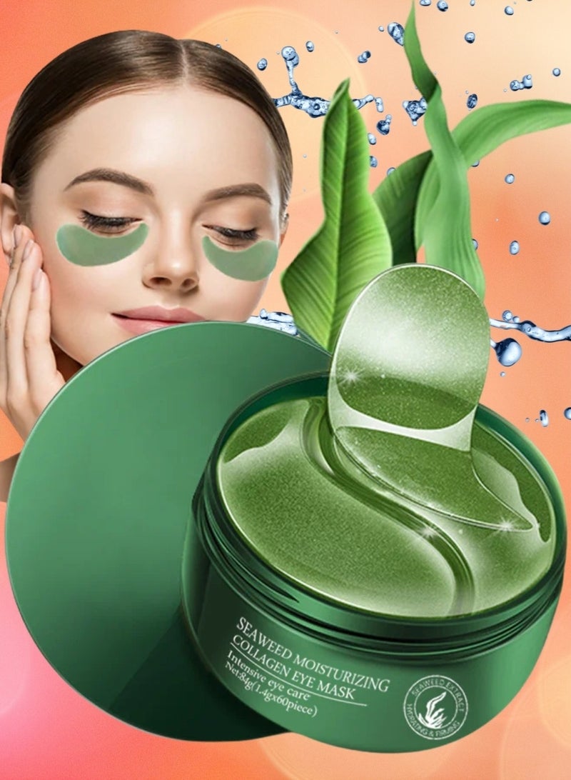 KOEC 60pcs Seaweed Moisturizing Collagen Eye Mask for Dark Circles Anti Wrinkle Treatment Under Eye Gel Pads Seaweed Eye Mask Eye Skin Care Eye Patches Under Eye Collagen Patches - Image 1