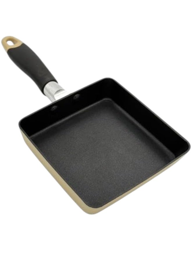 B&D 14cm Square Non-Stick Frying Pan for Healthy Low-Oil Cooking Omelette Egg Pancake Steak Pan Durable Aluminum Alloy Base Even Heat Distribution Suitable for Gas Induction Ceramic Cooktops Easy Clean Compact Kitchen Fry Pan - Image 3