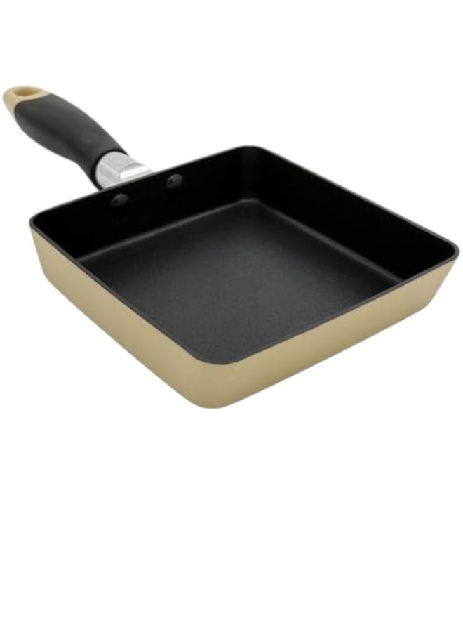 B&D 14cm Square Non-Stick Frying Pan for Healthy Low-Oil Cooking Omelette Egg Pancake Steak Pan Durable Aluminum Alloy Base Even Heat Distribution Suitable for Gas Induction Ceramic Cooktops Easy Clean Compact Kitchen Fry Pan - Image 4