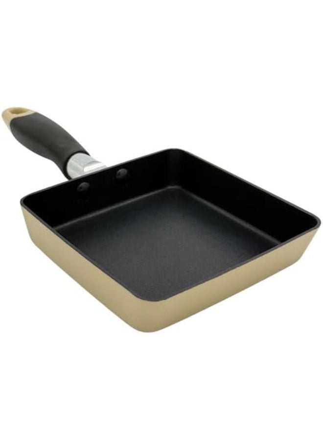 B&D 14cm Square Non-Stick Frying Pan for Healthy Low-Oil Cooking Omelette Egg Pancake Steak Pan Durable Aluminum Alloy Base Even Heat Distribution Suitable for Gas Induction Ceramic Cooktops Easy Clean Compact Kitchen Fry Pan - Image 2